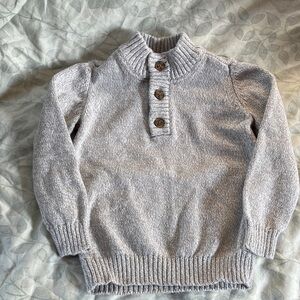 3T Carter's Gray Knit Sweater with Red Trim